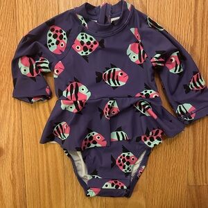 Hanna Andersson Purple Fish Print Swimsuit + Swim Diapers!